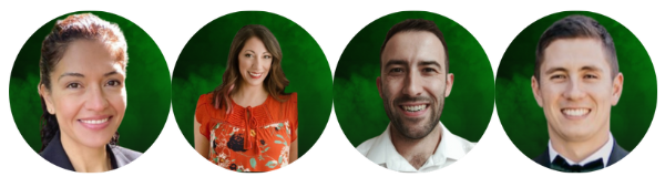 Four security practitioners in circles. Two female and two male